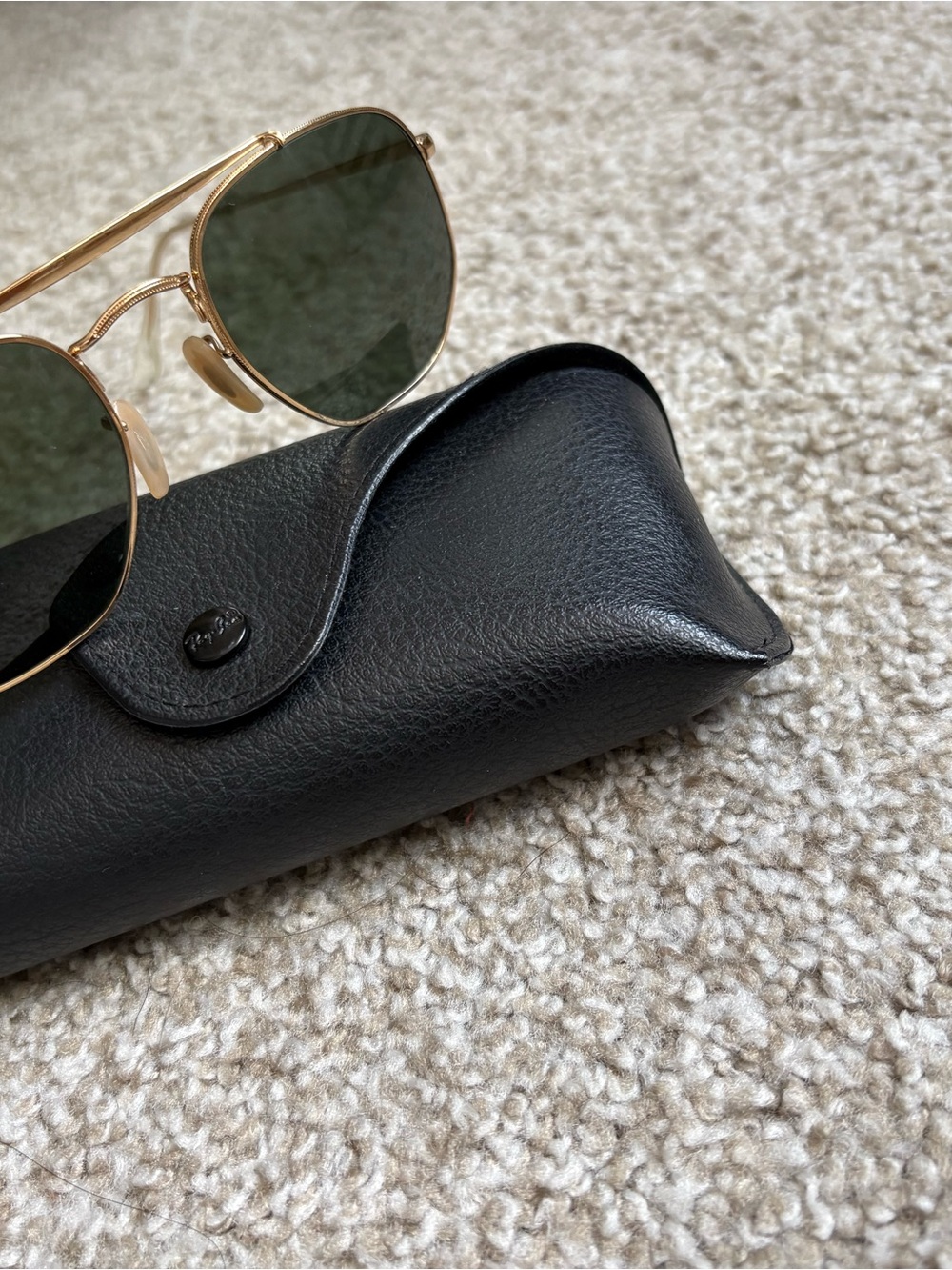 Ray-Ban Gold Frame Sunglasses with Green Lenses